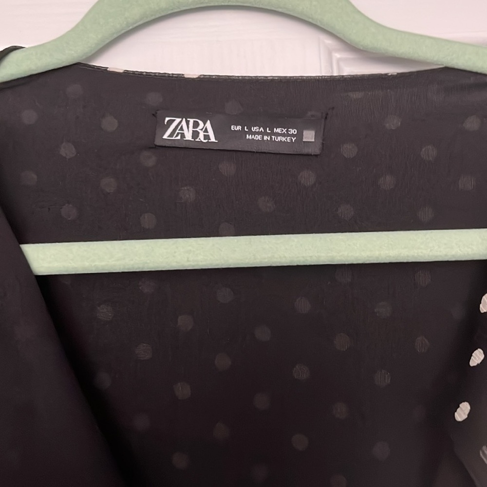 Zara Black and White Polka Dot Long Sleeve Dress - Picture 2 of 2